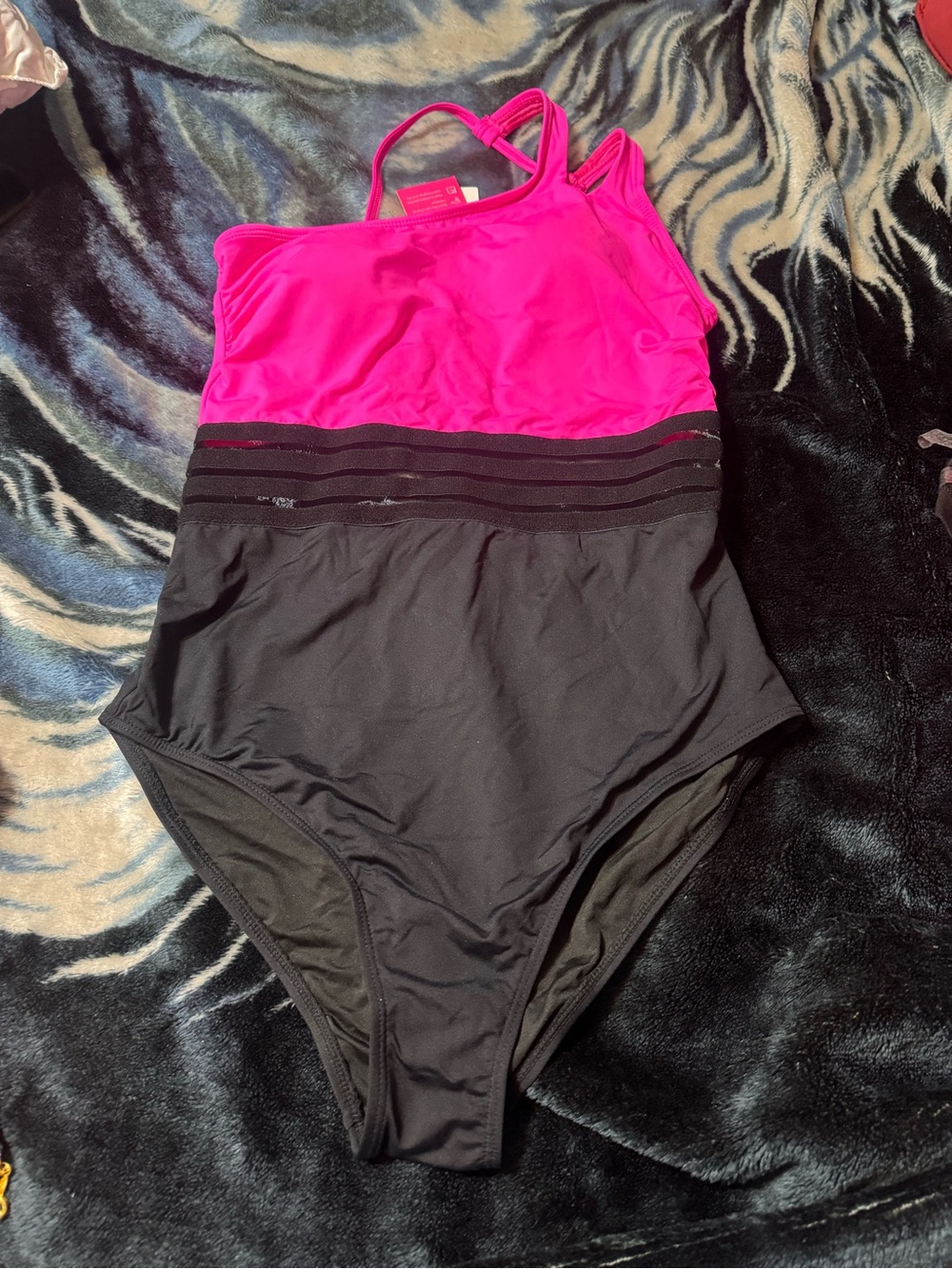 Sleek Two-Tone One-Piece Swimsuit in Hot Pink and Black